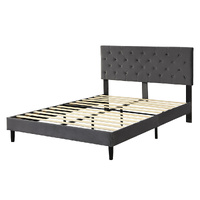 Air Bed Frame Mattress Base Platform Wooden Velevt Headboard