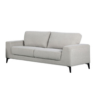 Wanaque Sofa Light Grey Fabric Lounge Set for Living Room Couch with Solid Wooden Frame Black Legs