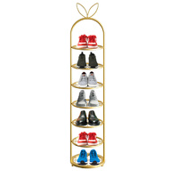 Gold Plated Metal Shoe Organizer Space Saving Portable Footwear Storage Shelf