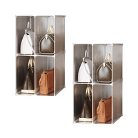 2 Tier Multifunctional PP Plastic Bag Box Portable Cubby DIY Storage Shelves Stackable Handbag Purse Organiser