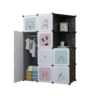 10 Cubes Portable Wardrobe Divide-Grid Modular Storage Organiser Foldable Closet with Doors