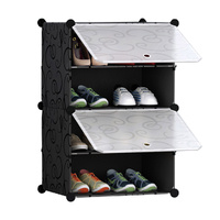 Shoe Rack Organizer Sneaker Footwear Storage Stackable Stand Cabinet Portable Wardrobe with Cover