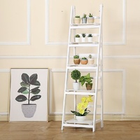 5 Tier Wooden Ladder Shelf Stand Storage Book Shelves Shelving Display Rack