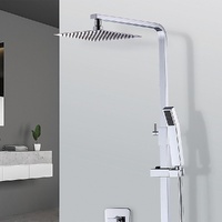 WELS 8" Rain Shower Head Set Square Dual Heads Faucet High Pressure Hand Held.