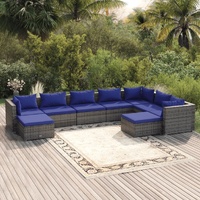 Garden Lounge Set with Cushions Poly Rattan Grey