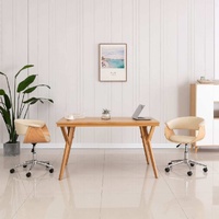 Swivel Dining Chair Cream Bent Wood and Faux Leather