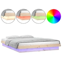 LED Bed Frame Solid Wood