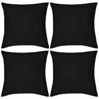4 Black Cushion Covers Cotton