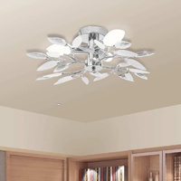 Ceiling Lamp Acrylic Crystal Leaf Arms 3 E14 Bulbs