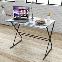 Glass Desk with World Pattern
