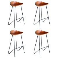Bar Chairs Black and Brown Real Leather