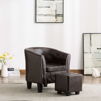 Tub Chair with Footstool Faux Leather