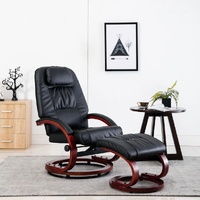 Reclining Chair with Footstool Faux Leather