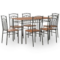 Dining Set MDF and Steel Brown