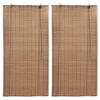 Bamboo Roller Blinds 2 pcs Brown