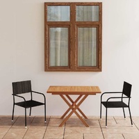 3 Piece Garden Dining Set Poly Rattan & Solid Acacia Wood