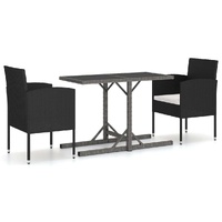 3 Piece Garden Dining Set Poly Rattan