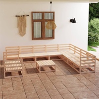 11 Piece Garden Lounge Set Solid Pinewood