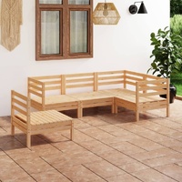 5 Piece Garden Lounge Set Solid Pinewood