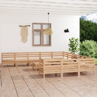12 Piece Garden Lounge Set Solid Pinewood