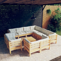 12 Piece Garden Lounge Set with Cushions Solid Pinewood