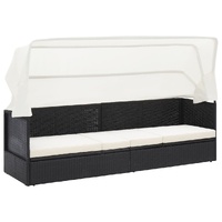 Garden Sofa with Canopy Poly Rattan