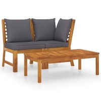 3 Piece Garden Lounge Set with Cushion Solid Acacia Wood