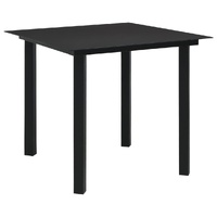 Garden Dining Table Black Steel and Glass