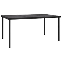 Garden Table with Glass Tabletop Black Steel