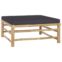 Garden Footrest with Cream Cushion Bamboo