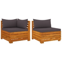 2 Piece Garden Lounge Set with Cushions Solid Acacia Wood