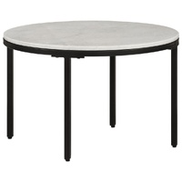 Coffee Table White and Black Real Solid Marble
