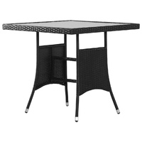 Garden Table Black Poly Rattan