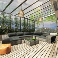 10 Piece Garden Lounge Set with Cushions Poly Rattan