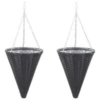 Hanging Flower Baskets 2 pcs Poly Rattan
