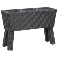 Garden Raised Bed with Legs and Pots Poly Rattan