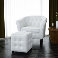 Tub Chair with Footstool Faux Leather