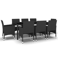 9 Piece Garden Dining Set Poly Rattan