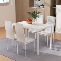 Dining Chairs and Table Dining Set Wooden Top Black