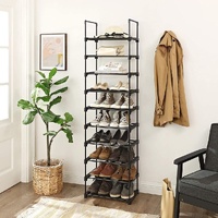 SONGMICS 10-Tier Metal Shoe Rack Customizable Design