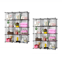Black Portable Storage Organiser Foldable DIY Modular Grid Space Saving Shelf