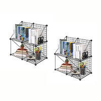Black Portable 4-Cube 2 Column Storage Organiser Foldable DIY Modular Grid Space Saving Shelf