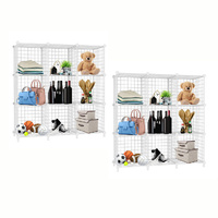 White Portable 3 Column Storage Organiser Foldable DIY Modular Grid Space Saving Shelf