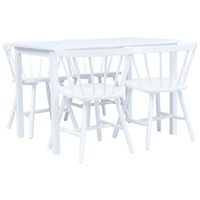 5 Piece Dining Set Solid Rubber Wood
