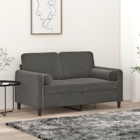 Earlestown 2-Seater Sofa with Pillows&Cushions Dark Grey Velvet