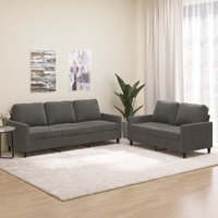 Erdington Sofa Set with Cushions Dark Grey Velvet