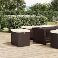 Ottoman with Cushion 40x30x40 cm Poly Rattan