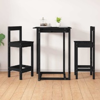 Bar Chairs 2 pcs Black 40x40x78 cm Solid Wood Pine