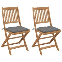 Folding Garden Chairs with Cushions Solid Wood Acacia