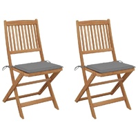 Folding Garden Chairs with Cushions Solid Wood Acacia